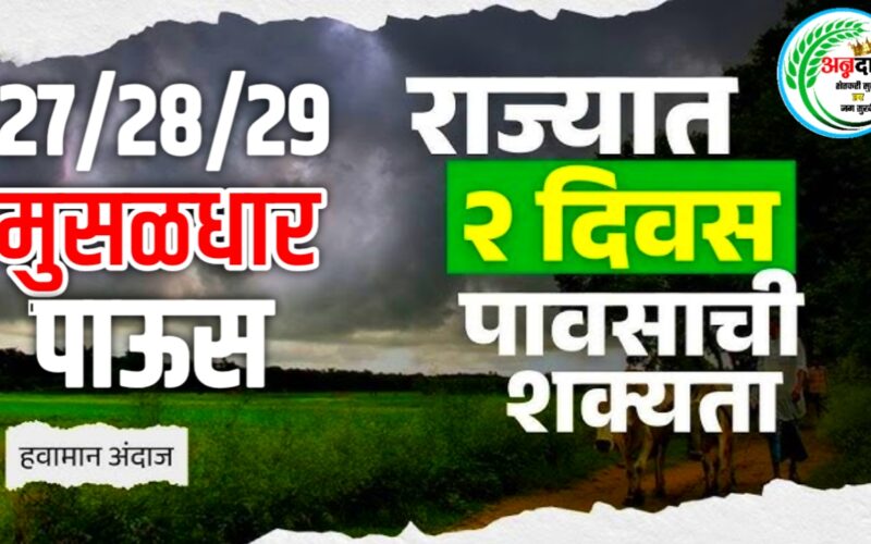 नाशिकसह संपूर्ण महाराष्ट्राचा पुढील तीन दिवसांचा हवामान अंदाज (२६, २७, २८ सप्टेंबर)
